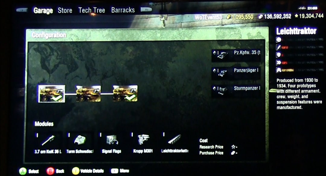 Interfejs Xboksowego World of Tanks